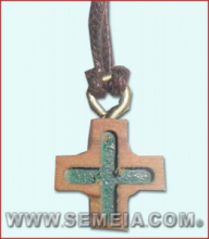 CR FR/033 Croce ulivo romana con smalto e cordoncino cm. 1,5 