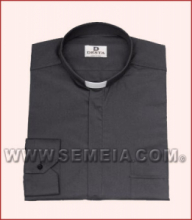 Camicia clergy ML F/File cot. 100% nero 48/49/50