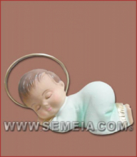 GB FA/002 GESU' BAMBINO GESSO DORMIENTE cm 7 CIRCA SPAGNOLO