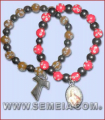 BRACCIALETTO EMATITE CALAMITATO C/MEDAGLIA - TAU - CROCE COL ASSORTITI