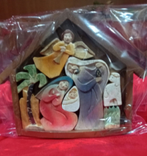 SET PRESEPE 10 cm RESINA 7 PEZZI C/CAPANNA