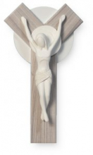 CR FR/117 CROCE Y IN LEGNO cm 18x32 CIRCA CON CRISTO IN RESINA FINITURA BIANCO
