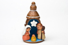 PR SP/059 PRESEPE PERUVIANO CAMPANILE STELLA IN TERRACOTTA DIP. A MANO cm 5,5x4,5x8,2 h CIRCA