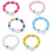 RD RR/001 BRACCIALE LEGNO BABY CON FIORE E SMALTINO ELASTICO COL. ASSORTITI