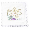 SM TT/013-LY SERVIZIO MESSA LINO 100% IHS UVA E SPIGA  RIC. ORO/COL. 4 PEZZI