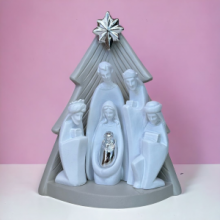 PR FR/104 PRESEPE NATIVITA' CON MAGI IN RESINA  CHIARO cm 13x16 CIRCA
