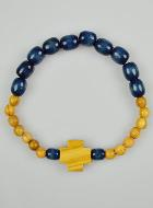 RD LA/008 BRACCIALE DECINA ELASTICO LEGNO BICOLORE + CROCE GRECA