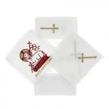 SM TT/018-LY SERVIZIO MESSA LINO 100% MERLETTO E AGNELLO ECCE AGNUS DEI