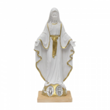 ST LA/007 STATUA RESINA MAD. MIRACOLOSA BIANCA cm 15 CIRCA + MED. MET. OX