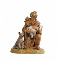 ST FP/010 STATUA S. FRANCESCO IN GINOCCHIO C/ANIMALI T/L cm11